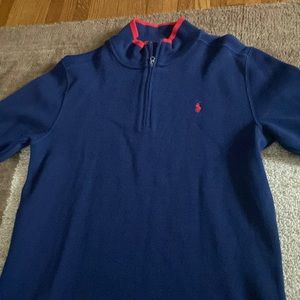 Polo Ralph Lauren Navy Quarter Zip with Red Collar